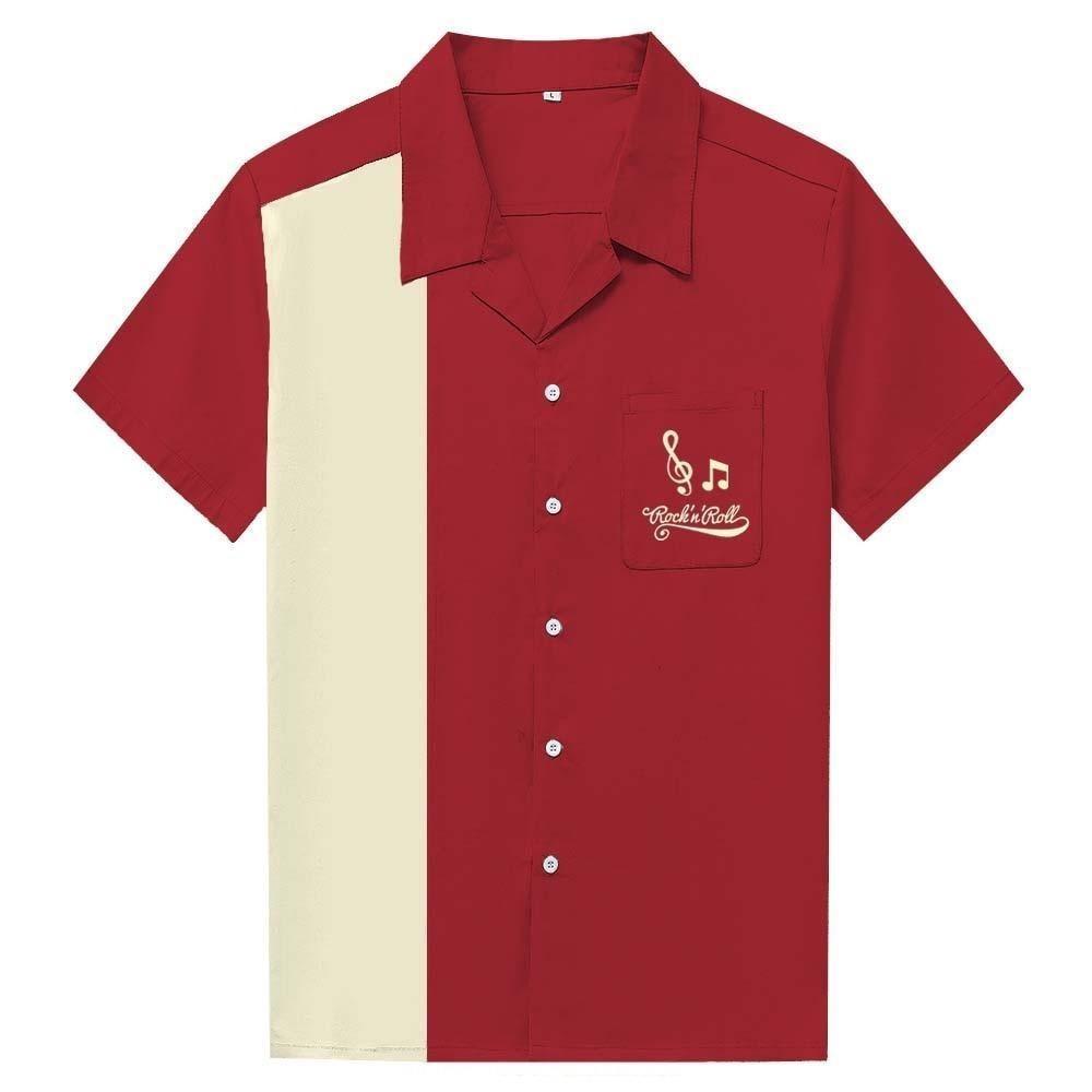 Chemise Vintage Rockabilly Bowling Rouge Rock - Louise Vintage