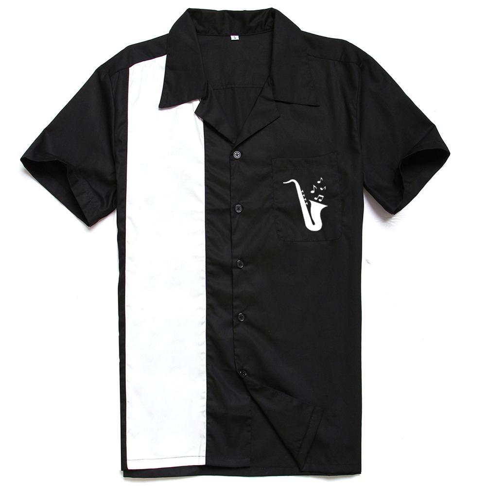 Chemise Vintage Rockabilly Bowling Saxophone - Louise Vintage