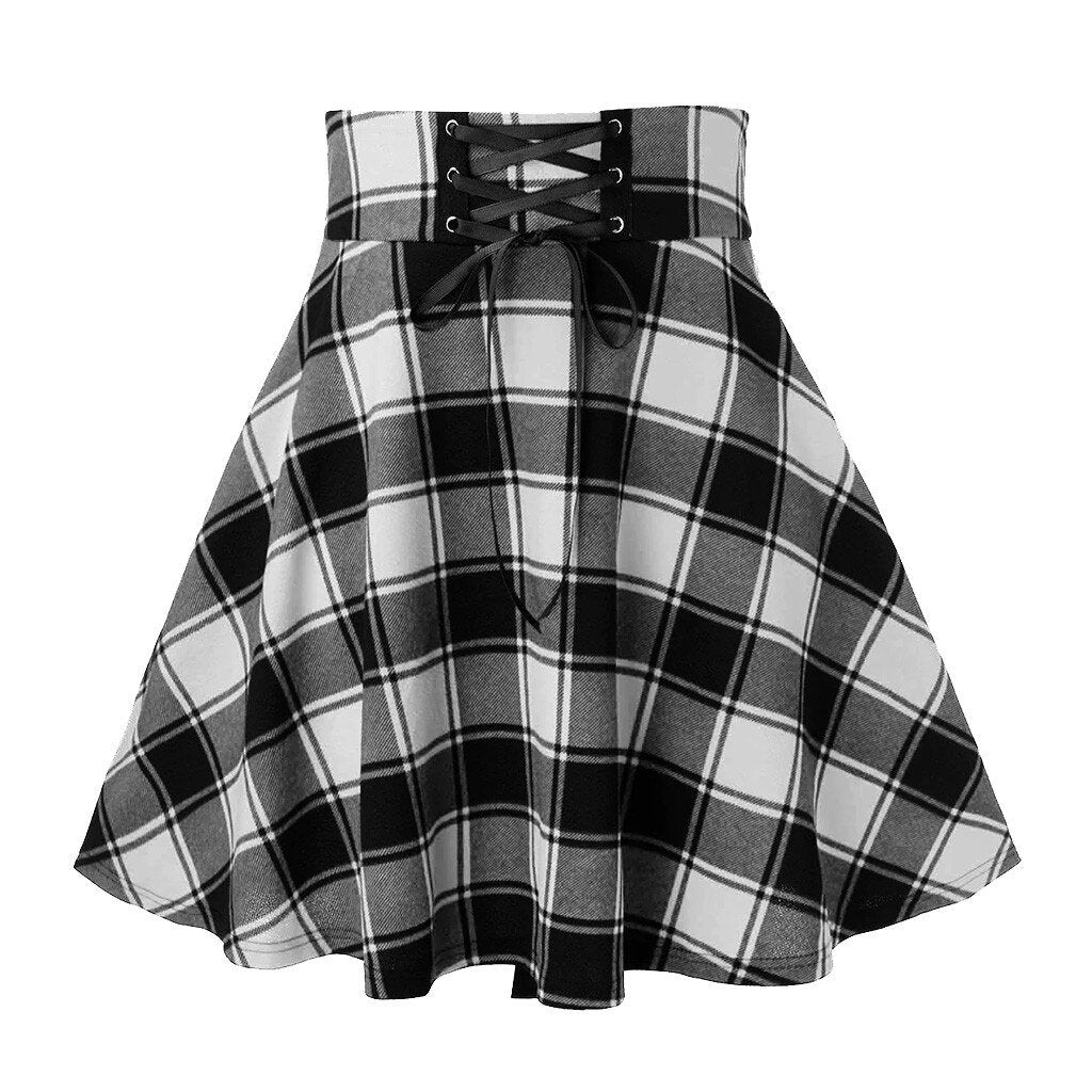 Jupe évasée Midi Taille Haute Grise à Carreaux En Laine Merinos Super 100s Stretch Jupe évasée Midi Taille Haute Grise à Carreaux En Laine Merinos Super 100s Stretch