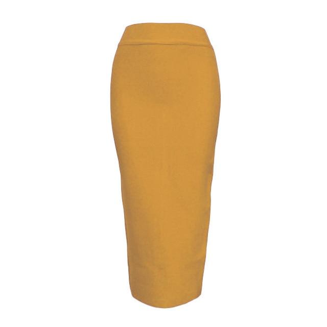 Jupe Crayon Elastique Vintage Jaune - Louise Vintage
