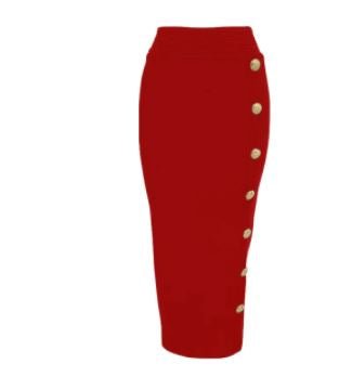 Jupe Crayon Vintage Taille Haute Rouge - Louise Vintage