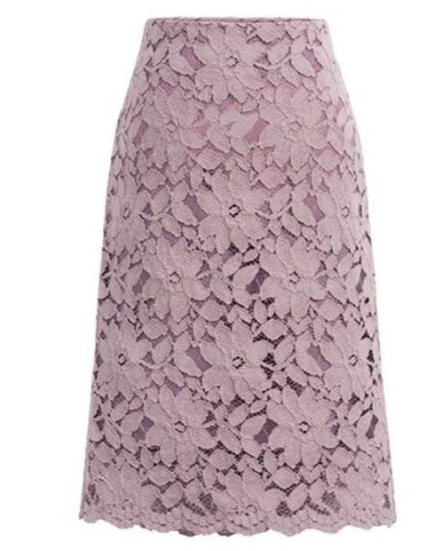 Jupe Vintage Dentelle Grande Taille Rose - Louise Vintage