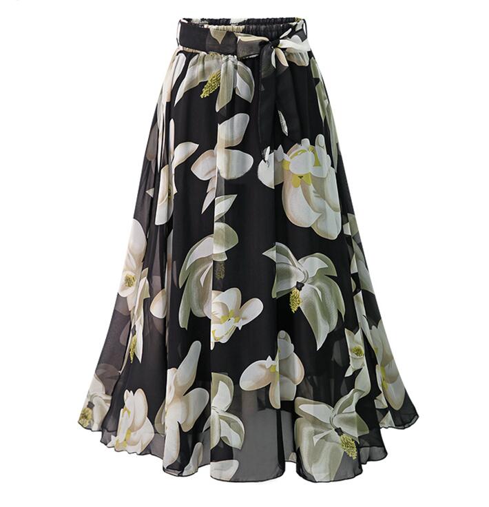 Jupe Vintage Grande Taille Fleurs Noir - Louise Vintage