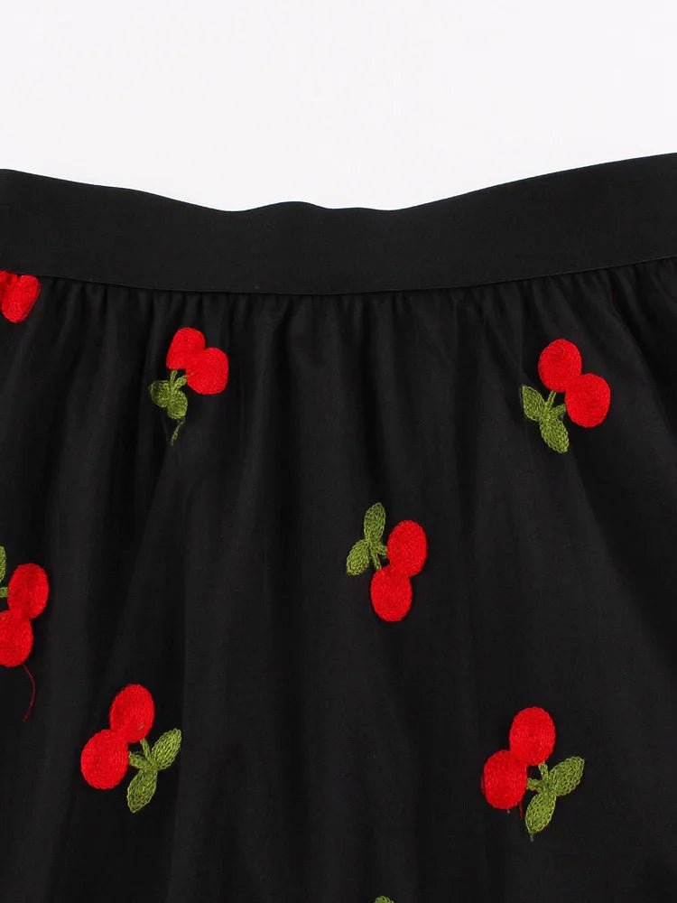 Jupe Vintage Noir Cerises - Louise Vintage