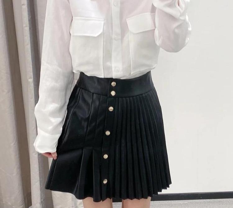 Jupe Vintage Simili Cuir Noir - Louise Vintage