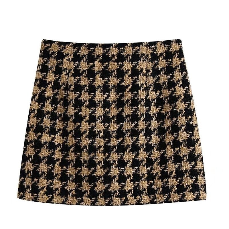 Jupe Vintage Tweed Pied de Poule - Louise Vintage