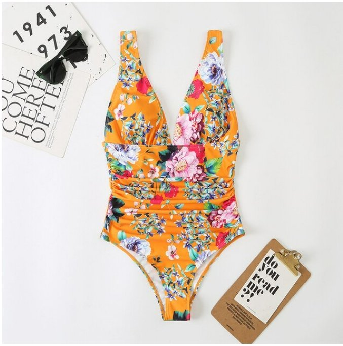Maillot de Bain Pin Up Vintage Jaune Vert - Louise Vintage