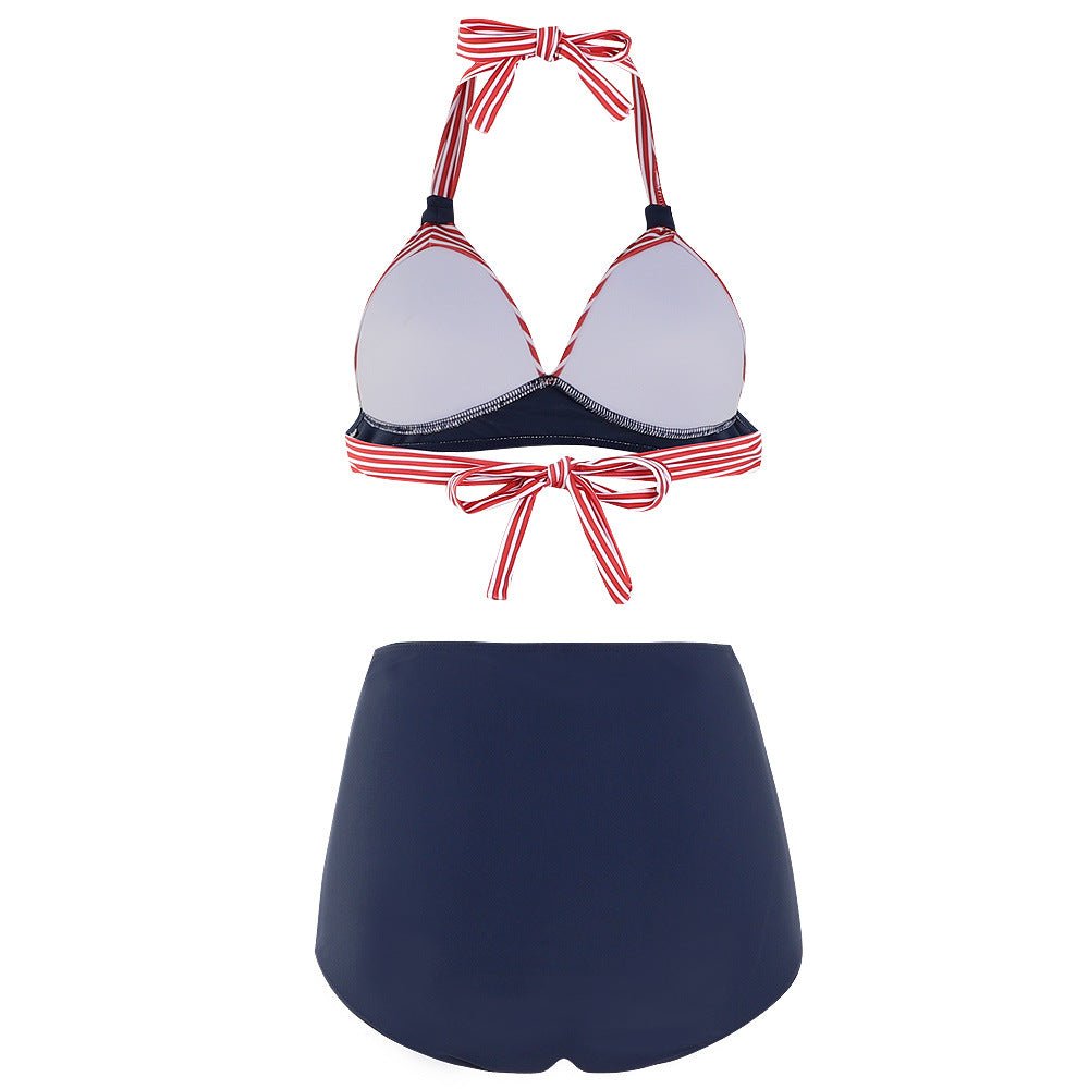 Maillot de Bain Rétro Taille Haute Rouge Noir - Louise Vintage