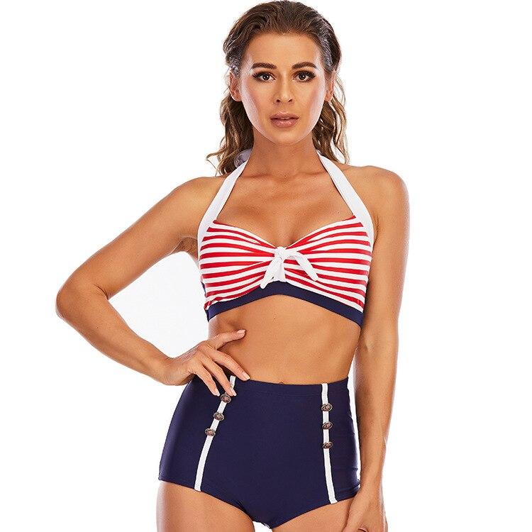 Maillot de Bain Shorty Vintage Rouge et Bleu - Louise Vintage