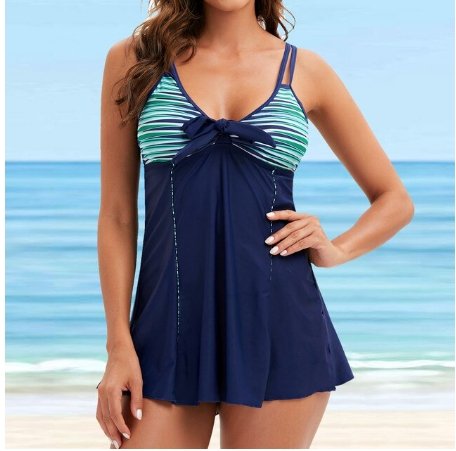 Maillot de Bain Vintage Jupe Marine Rayé - Louise Vintage