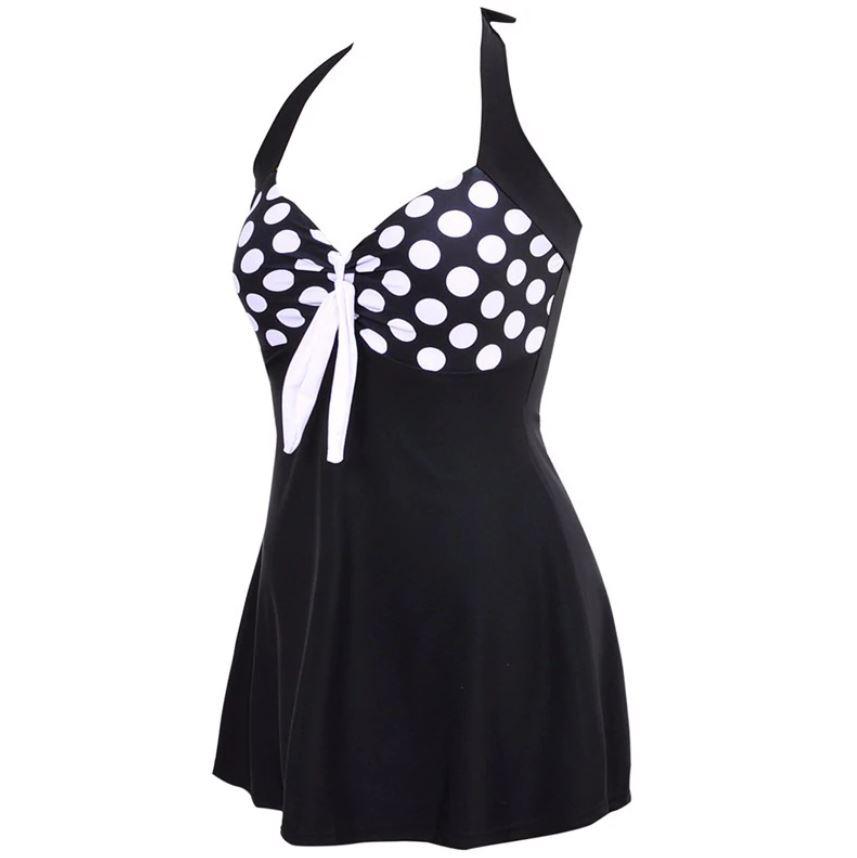 Maillot de Bain Vintage Jupe Noire Pois - Louise Vintage
