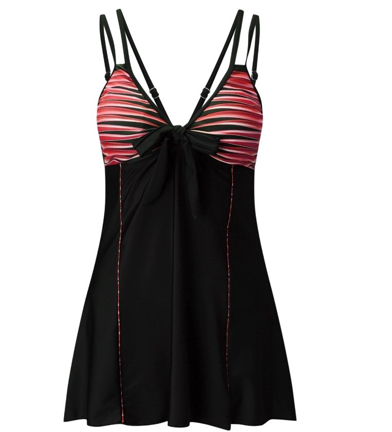 Maillot de Bain Vintage Jupe Rouge Rayé - Louise Vintage