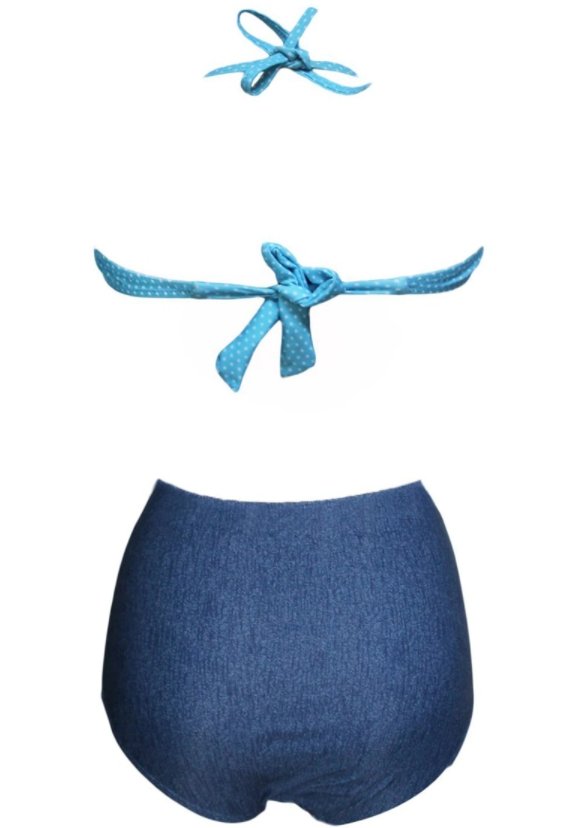 Maillot de Bain Vintage Push Up Pois Bleu - Louise Vintage