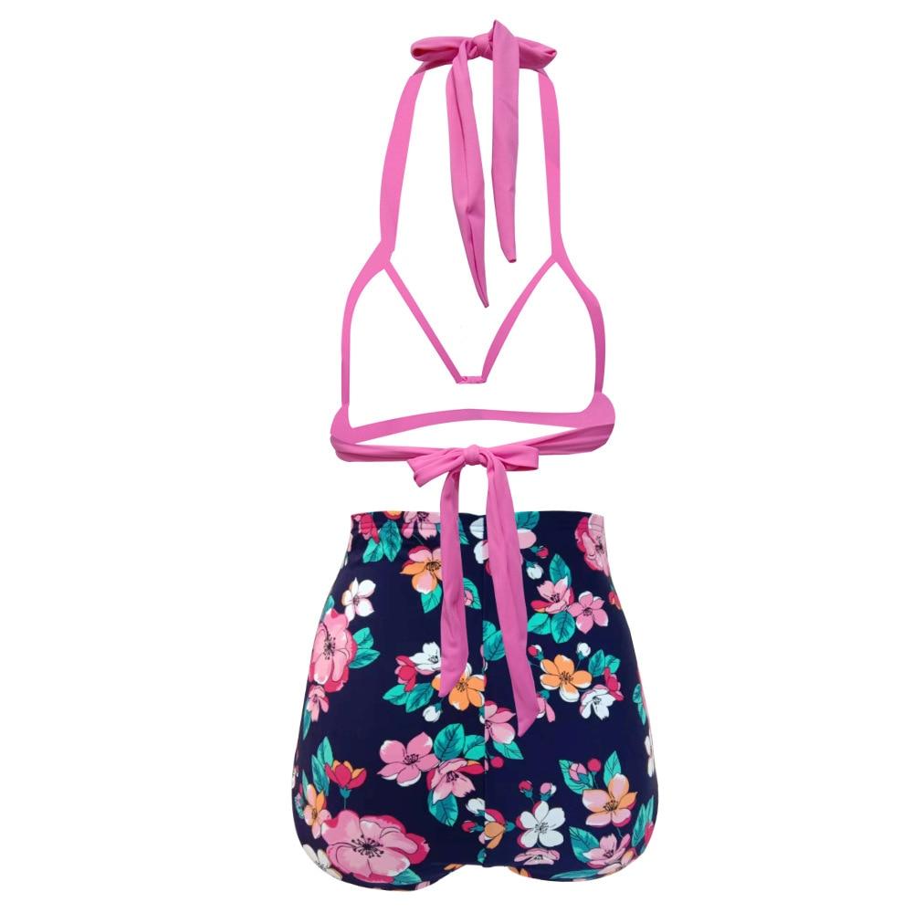 Maillot de bain Vintage taille haute rose fleur - Louise Vintage
