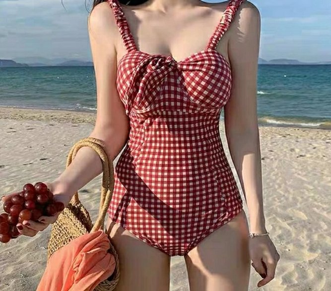 Maillot de Bain Vintage une Piece Rouge Carreaux - Louise Vintage