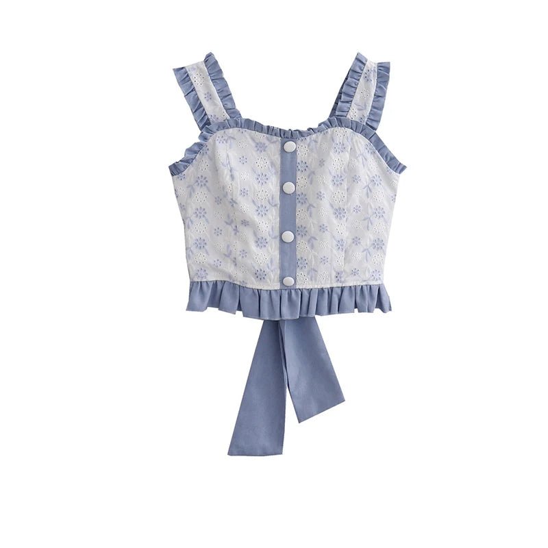 Petit Haut Femme Vintage Bleu - Louise Vintage