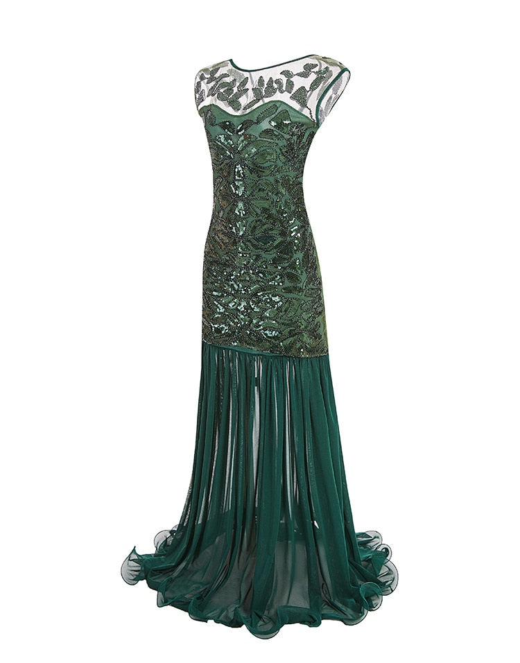 Robe Vintage<br> Années 20 Flapper Vert - Louise Vintage