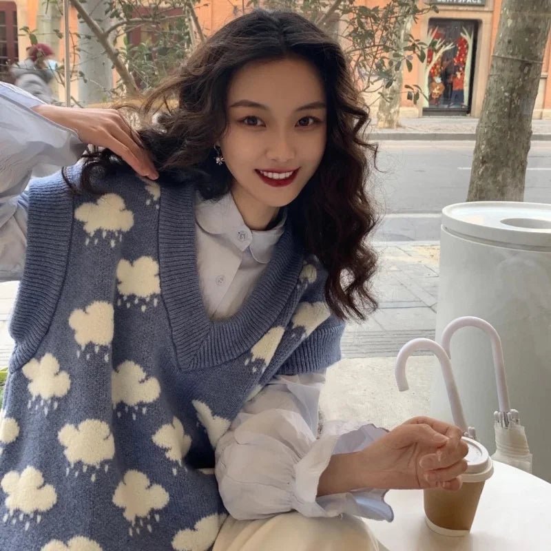 Pull Sans Manche Vintage Jacquard - Louise Vintage