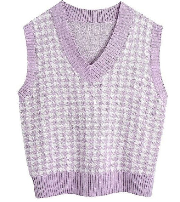 Pull Sans Manche Vintage Preppy Violet - Louise Vintage