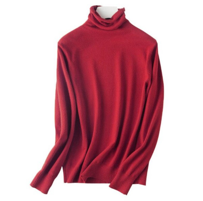 Pull Vintage Ample Col Roulé Rouge - Louise Vintage