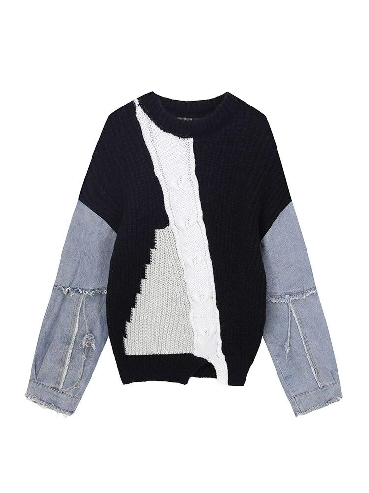 Pull Vintage Jeans Tricot Noir - Louise Vintage