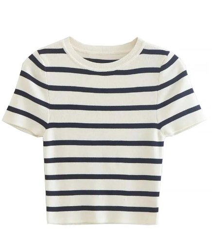 Pull Vintage Manches Courtes Rayé - Louise Vintage