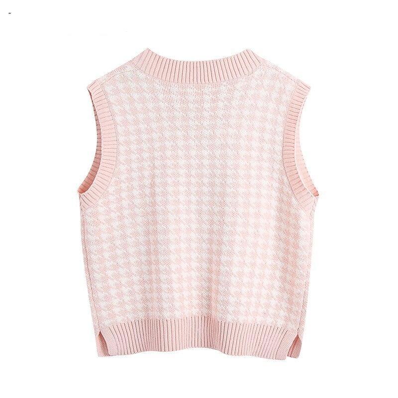Pull Vintage Rose Pieds de Poule - Louise Vintage