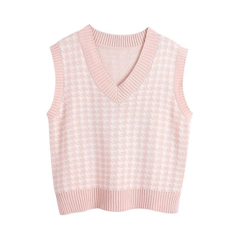 Pull Vintage Rose Pieds de Poule - Louise Vintage