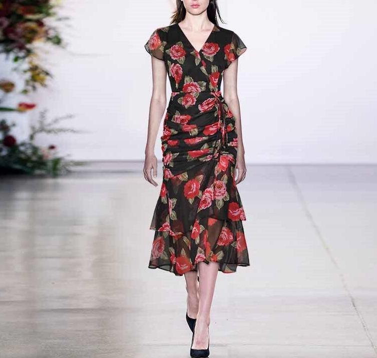 Robe 1940s Noir et Rouge - Louise Vintage