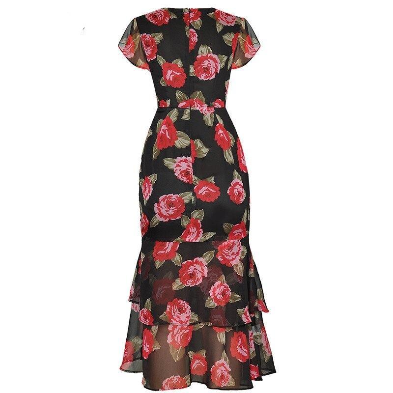 Robe 1940s Noir et Rouge - Louise Vintage