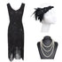 Robe à Franges Années 20 Noire (Avec Accéssoires) - Louise Vintage