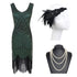 Robe à Franges Années 20 Vert (Avec Accéssoires) - Louise Vintage