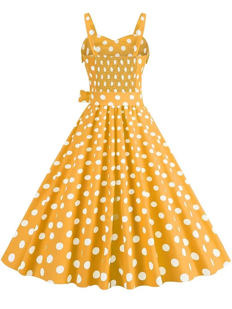 Robe à Pois Année 60 Jaune - Louise Vintage