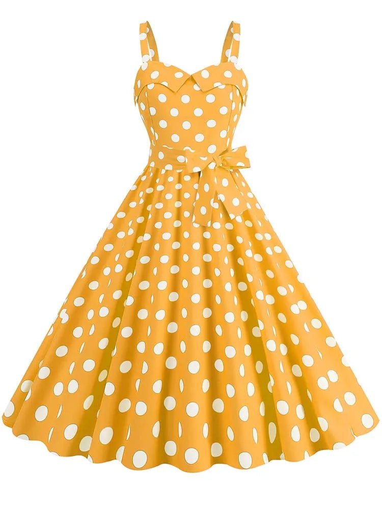 Robe à Pois Année 60 Jaune - Louise Vintage