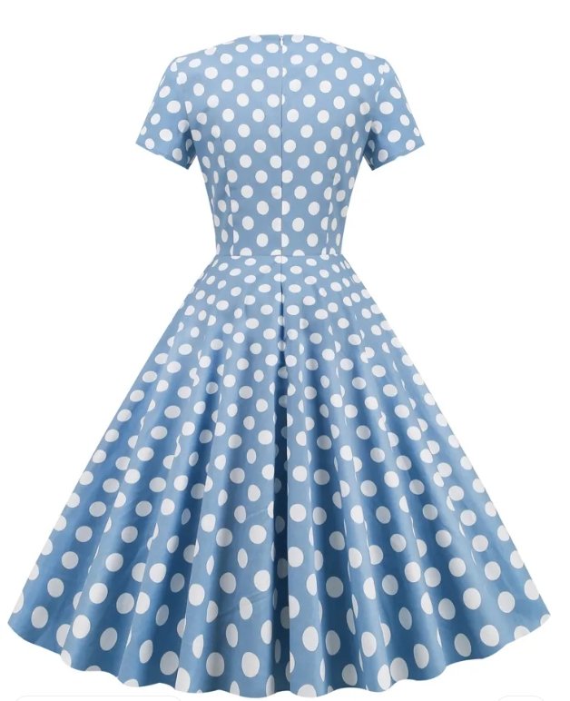 Robe à Pois Vintage Bleu Ouverte - Louise Vintage