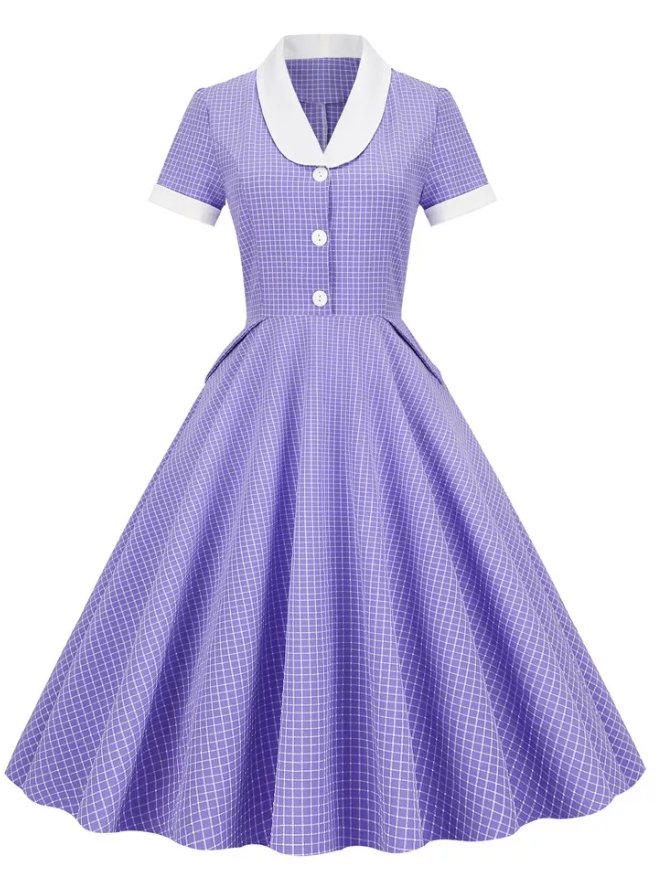 Robe Américaine Année 50 Lavande - Louise Vintage