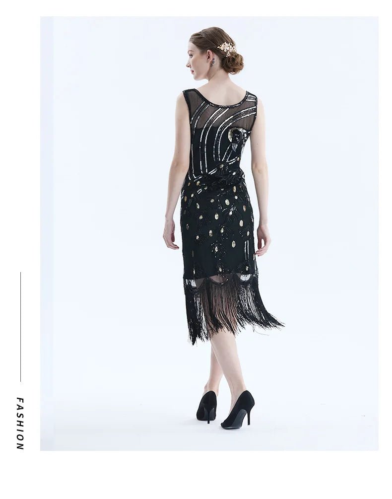 Robe Année 20 Femme Noire (Avec Accessoires) - Louise Vintage