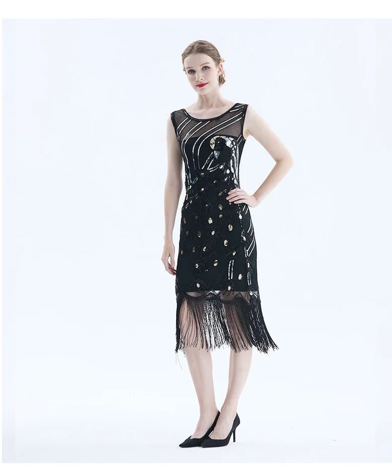 Robe Année 20 Femme Noire (Avec Accessoires) - Louise Vintage