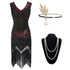 Robe Année 20 Gatsby Noire et Rouge (Avec Accéssoires) - Louise Vintage