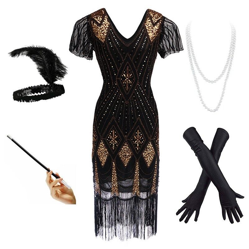 Robe Année 20 Prohibition Black (Avec Accéssoires) - Louise Vintage