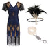 Robe Année 20 Prohibition Bleu (Avec Accéssoires) - Louise Vintage