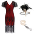 Robe Année 20 Prohibition Rouge et Noire (Avec Accéssoires) - Louise Vintage