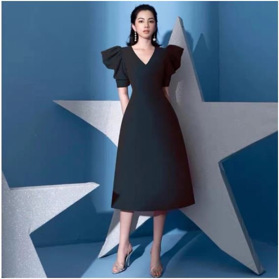 Robe Année 40 45 Noir - Louise Vintage