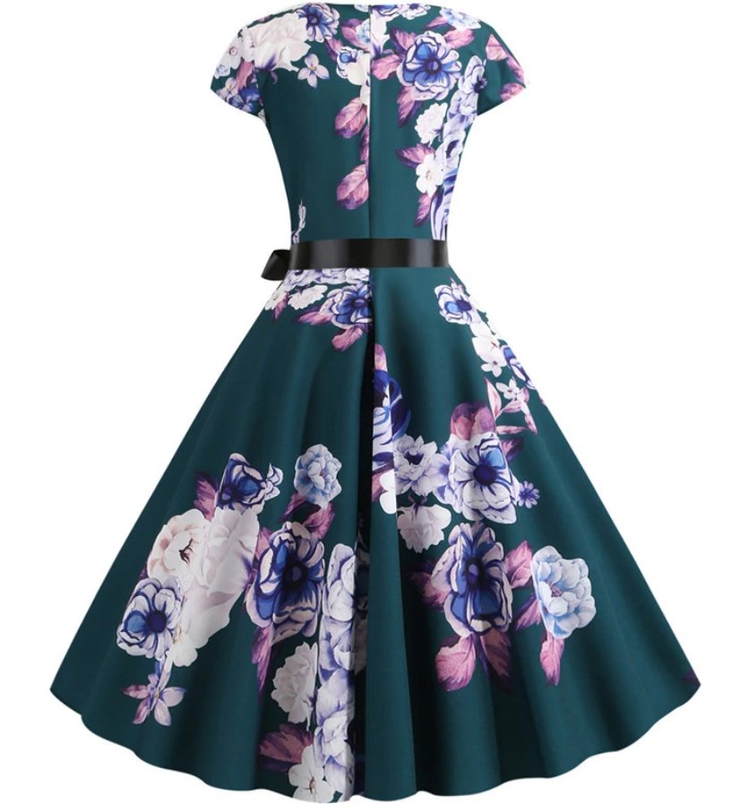 Robe Année 50 Avec Fleurs - Louise Vintage