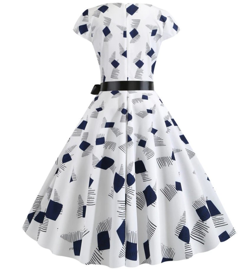Robe Année 50 Avec Motifs Modernes - Louise Vintage