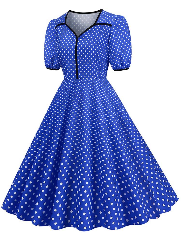 Robe Année 50 Bleu Marine - Louise Vintage