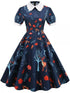 Robe Année 50 Bleu Marine Florale - Louise Vintage