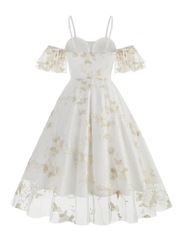 Robe Année 50 Bretelle Epaule Denudée - Louise Vintage