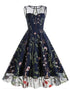 Robe Année 50 Fleur Noir - Louise Vintage