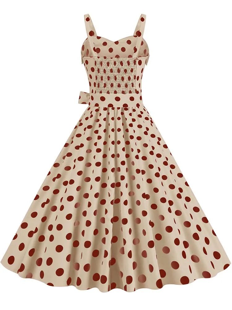 Robe Année 50 Pin Up Beige - Louise Vintage